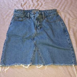 high waisted denim skirt